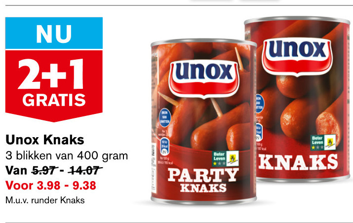 Unox   knakworst folder aanbieding bij  Hoogvliet - details