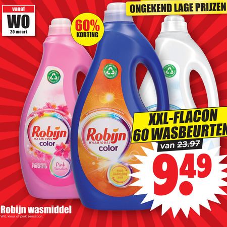 Robijn   wasmiddel folder aanbieding bij  Dirk - details