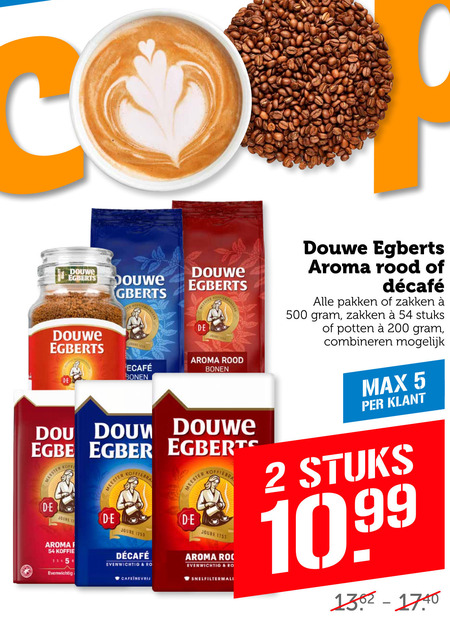 Douwe Egberts   koffiebonen, oploskoffie folder aanbieding bij  Coop - details