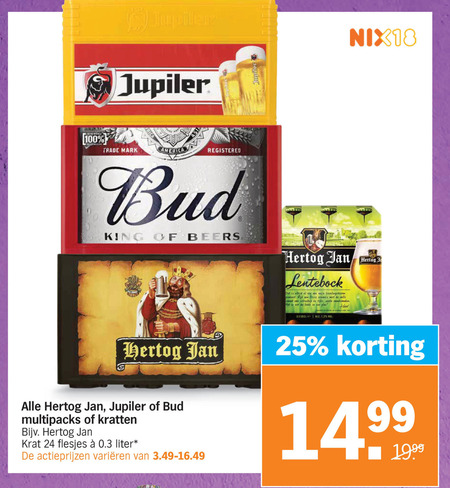 Bud   krat bier, blikje bier folder aanbieding bij  Albert Heijn - details