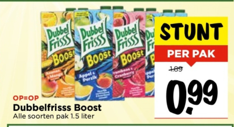 Dubbelfrisss   fruitdrank folder aanbieding bij  Vomar - details