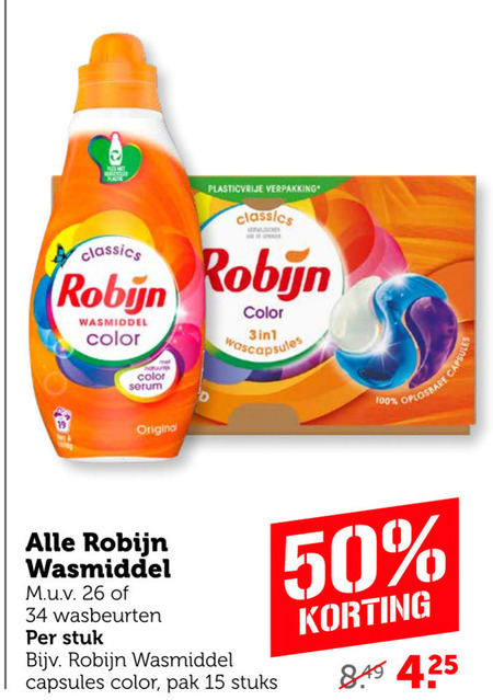 Robijn   wasmiddel folder aanbieding bij  Coop - details