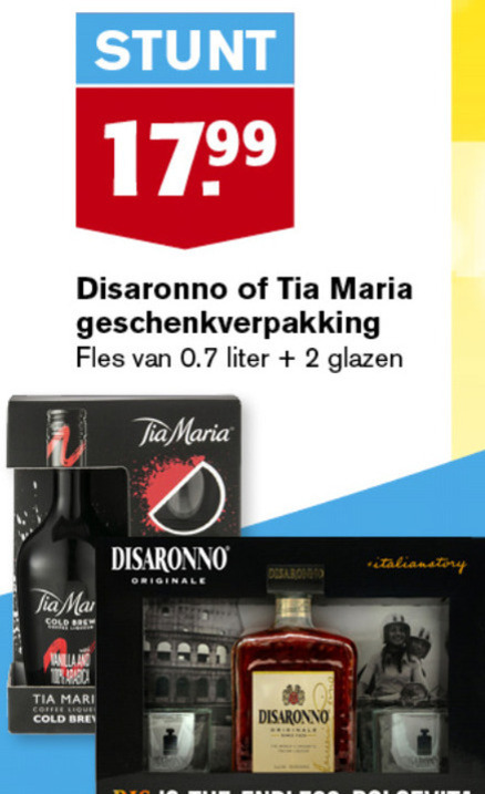 Tia Maria   likeur, amaretto folder aanbieding bij  Hoogvliet - details