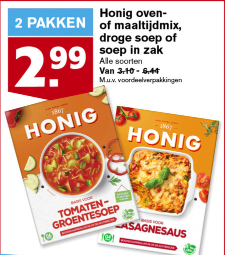 Honig   maaltijdmix, soep folder aanbieding bij  Hoogvliet - details