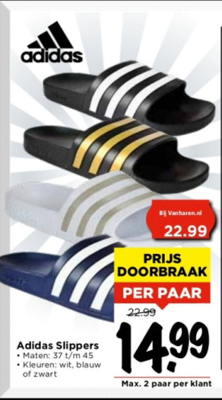 Adidas   herenslippers folder aanbieding bij  Vomar - details