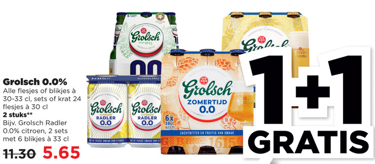 Grolsch   alcoholvrij bier folder aanbieding bij  Plus - details