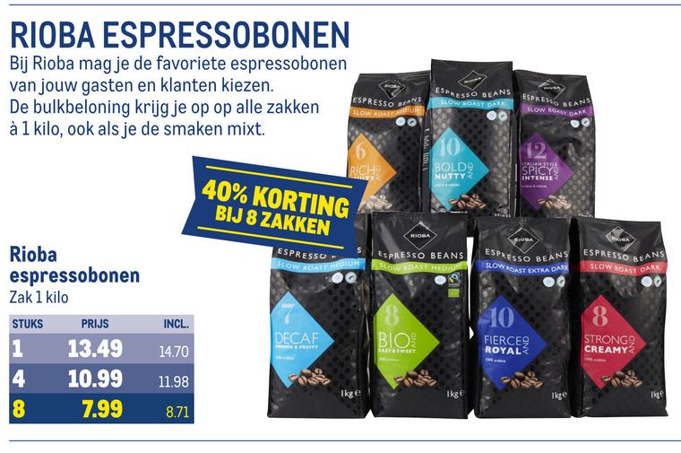 Rioba   koffiebonen folder aanbieding bij  Makro - details