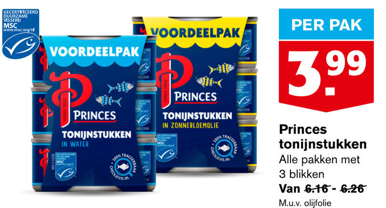 Princes   tonijn in blik folder aanbieding bij  Hoogvliet - details