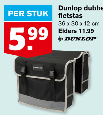 Dunlop   dubbele fietstas folder aanbieding bij  Hoogvliet - details