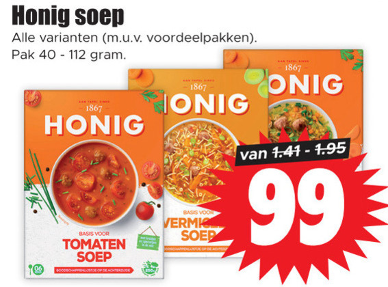 Honig   soep folder aanbieding bij  Dirk - details