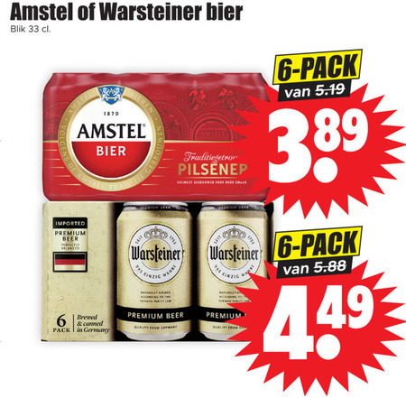 Amstel   blikje bier folder aanbieding bij  Dirk - details