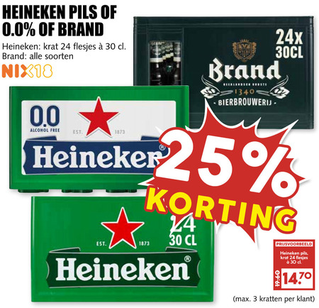 Heineken 0.0   krat bier folder aanbieding bij  MCD Supermarkt Basis - details