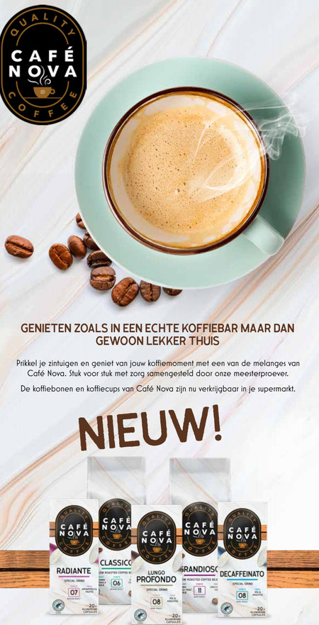 Cafe Nova   koffiecups folder aanbieding bij  MCD Supermarkt Basis - details