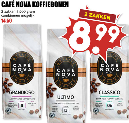 Cafe Nova   koffiebonen folder aanbieding bij  MCD Supermarkt Basis - details