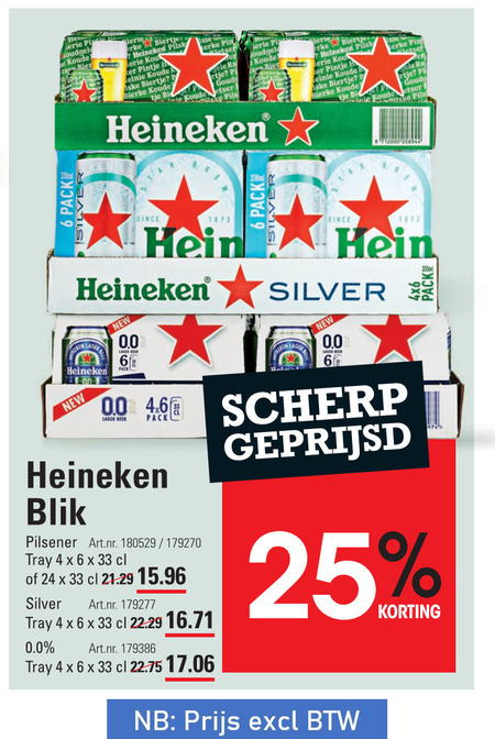 Heineken Silver   blikje bier folder aanbieding bij  Sligro - details