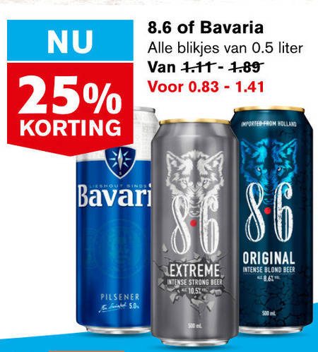 Bavaria 8.6   speciaalbier, blikje bier folder aanbieding bij  Hoogvliet - details