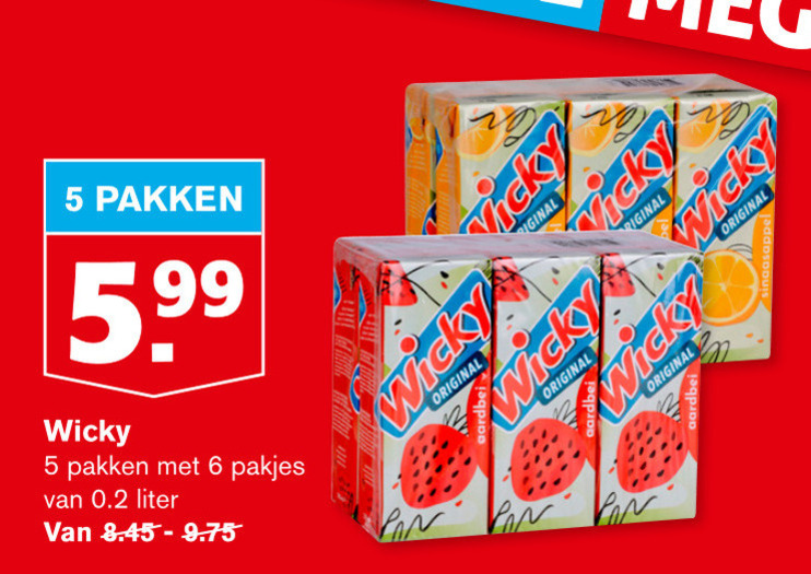 Wicky   fruitdrank folder aanbieding bij  Hoogvliet - details