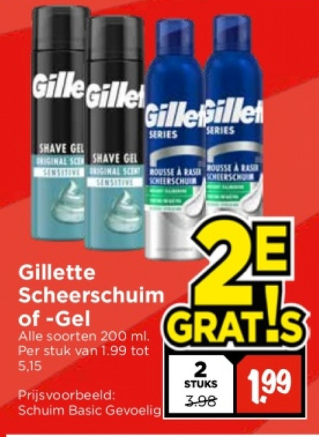 Gillette   scheerschuim, scheergel folder aanbieding bij  Vomar - details