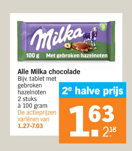 Milka   chocolade folder aanbieding bij  Albert Heijn - details