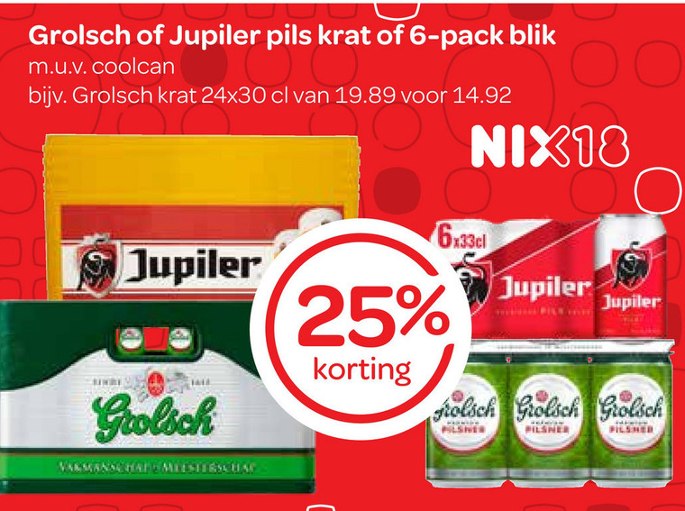 Jupiler   krat bier, blikje bier folder aanbieding bij  Spar - details