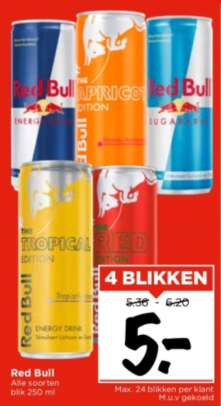 Red Bull   energiedrank folder aanbieding bij  Vomar - details