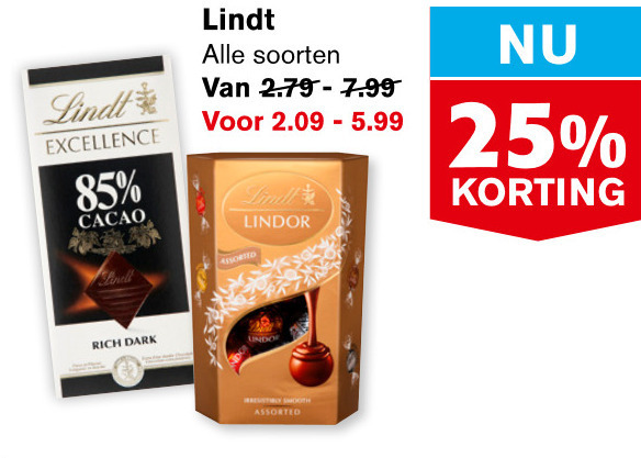 Lindt   chocolade folder aanbieding bij  Hoogvliet - details