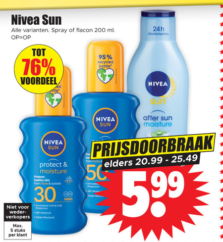 Nivea   zonnebrandolie, aftersun folder aanbieding bij  Dirk - details