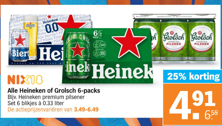 Grolsch   blikje bier folder aanbieding bij  Albert Heijn - details