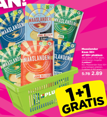 Maaslander   kaas, kaasplakken folder aanbieding bij  Plus - details