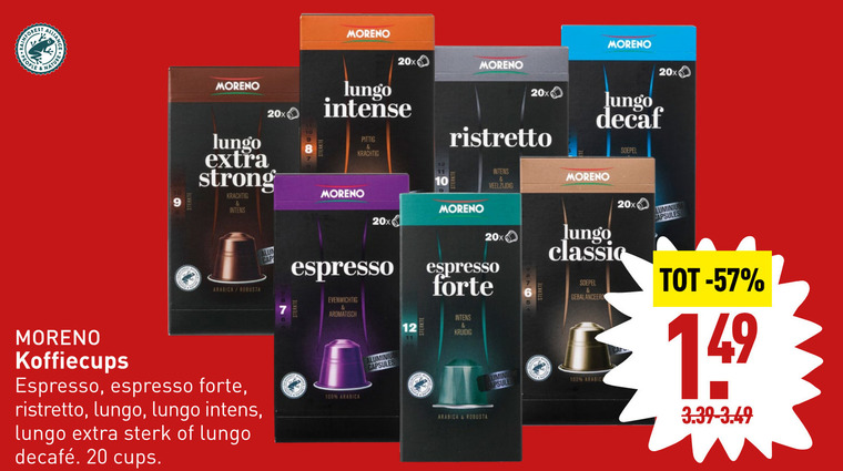 Moreno   koffiecups folder aanbieding bij  Aldi - details