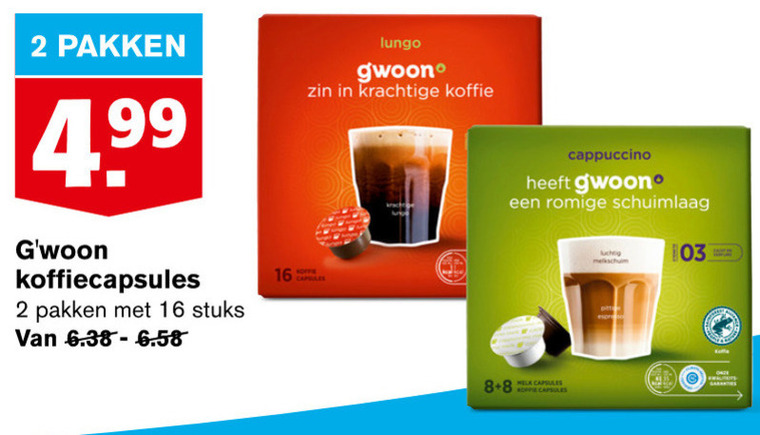 Gwoon   dolce gusto capsules folder aanbieding bij  Hoogvliet - details