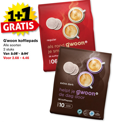 Gwoon   koffiepad folder aanbieding bij  Hoogvliet - details