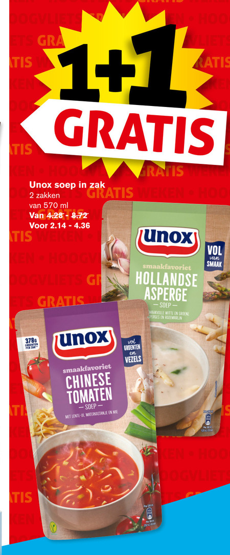 Unox   soep folder aanbieding bij  Hoogvliet - details