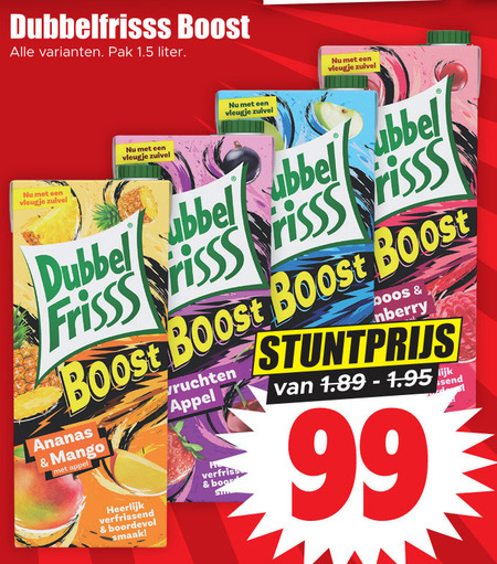 Dubbelfrisss   fruitdrank folder aanbieding bij  Dirk - details