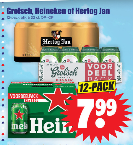 Grolsch   blikje bier folder aanbieding bij  Dirk - details