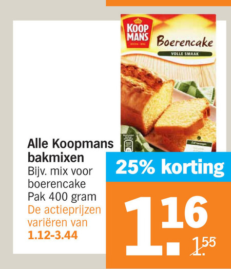 Koopmans   cakemix, bakmix folder aanbieding bij  Albert Heijn - details