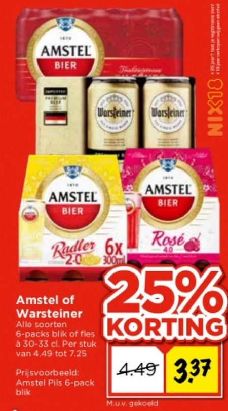 Amstel   blikje bier, radler bier folder aanbieding bij  Vomar - details