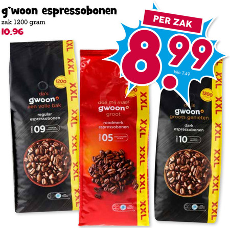 Gwoon   koffiebonen folder aanbieding bij  Boons Markt - details