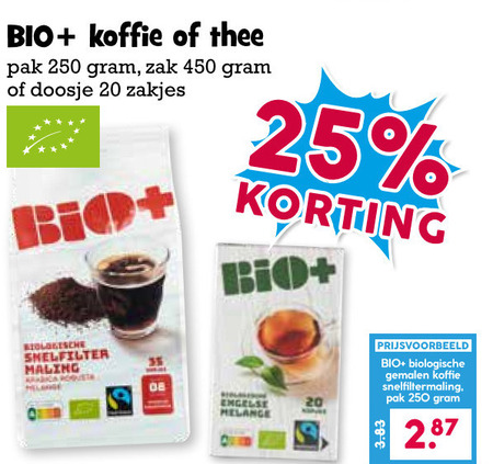 Bio Plus   koffie, thee folder aanbieding bij  Boons Markt - details