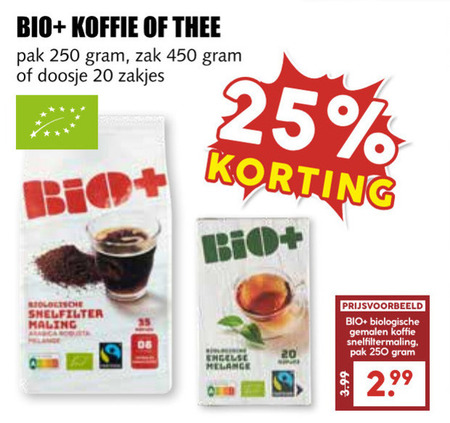 Bio Plus   thee, koffie folder aanbieding bij  MCD Supermarkt Basis - details