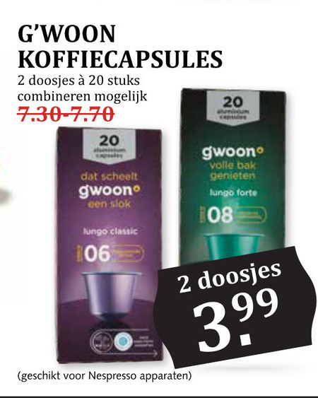 Gwoon   koffiecups folder aanbieding bij  MCD Supermarkt Basis - details