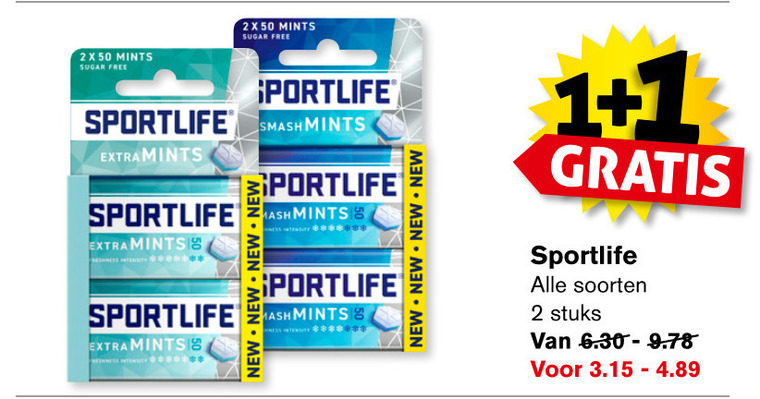 Sportlife   kauwgom folder aanbieding bij  Hoogvliet - details