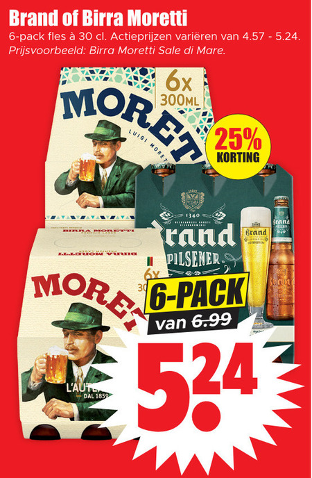 Birra Moretti   flesje bier folder aanbieding bij  Dirk - details