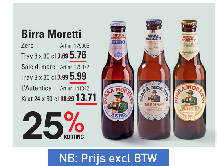 Birra Moretti   krat bier, speciaalbier folder aanbieding bij  Sligro - details