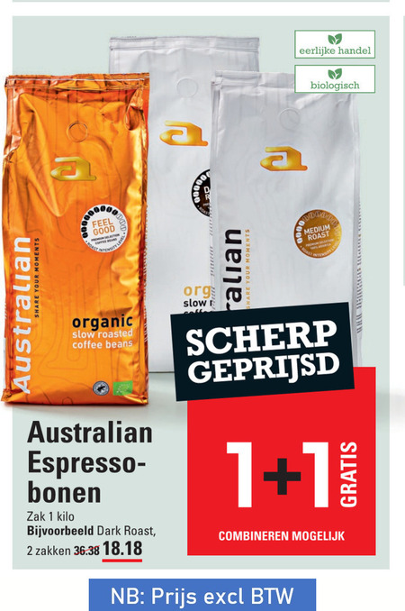 Australian   koffiebonen folder aanbieding bij  Sligro - details