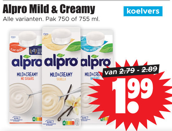 Alpro   soja melk folder aanbieding bij  Dirk - details