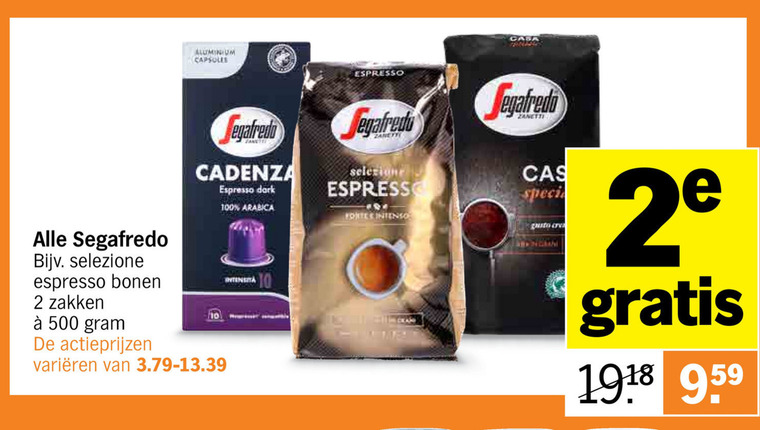 Segafredo   koffiebonen, koffie folder aanbieding bij  Albert Heijn - details