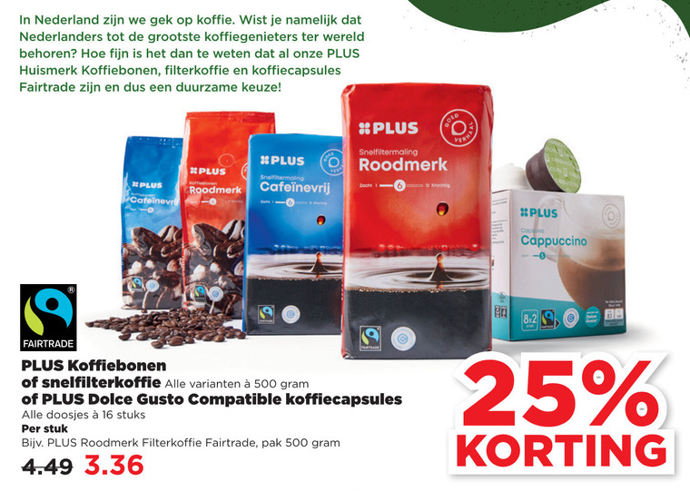 Plus Huismerk   koffiebonen, dolce gusto capsules folder aanbieding bij  Plus Vandaag - details