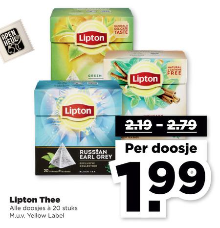 Lipton   thee folder aanbieding bij  Plus - details