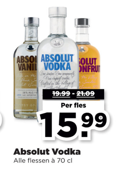 Absolut   wodka folder aanbieding bij  Plus - details